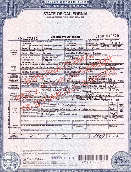 death certificate apostille